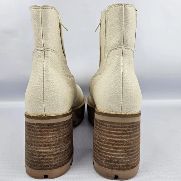 Oasis Society Aubrey Platform Vegan Leather Paneled Zip Boots Cream 7 - Picture 6 of 14